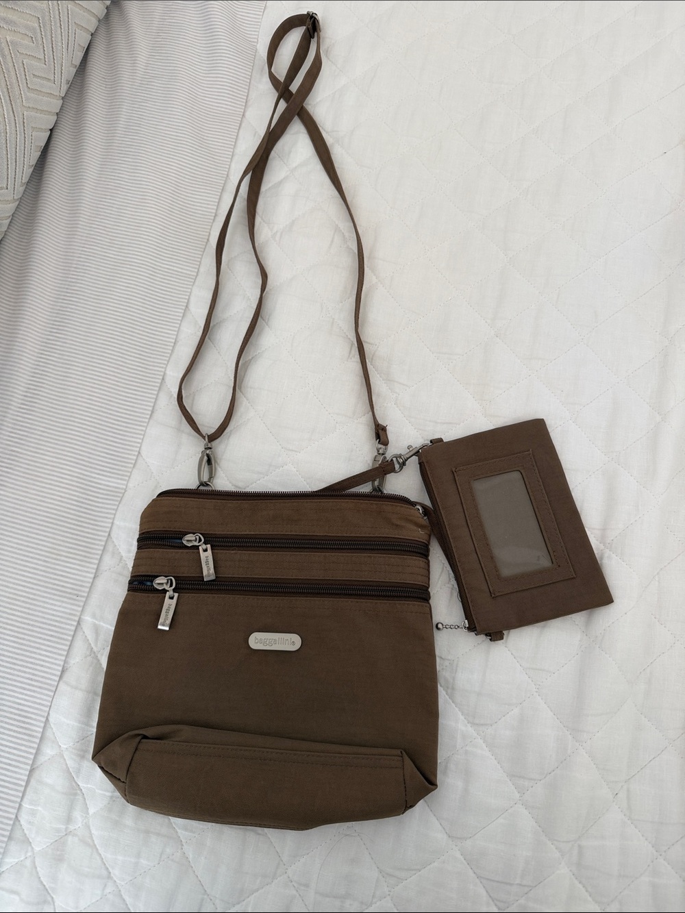 Baggalini Light Brown Crossbody Bag with ID Wallet